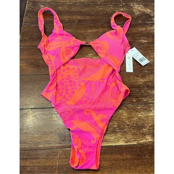 Sunshine 79 All A Flutter Keyhole Midriff One Piece Swimsuit Size 2 - Picture 3 of 8